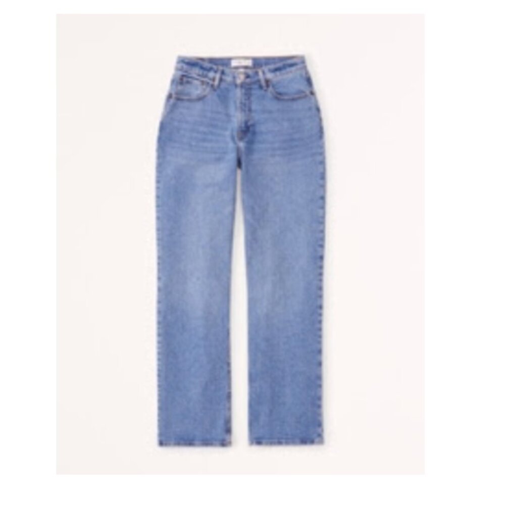 Abercrombie & Fitch Curve Love Mid Rise Baggy Jeans Dark Blue Size 31L